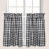 Cackleberry Home Set of 2 Black and White French Check Cafe Curtains, Woven Cotton 28"W x 24"L
