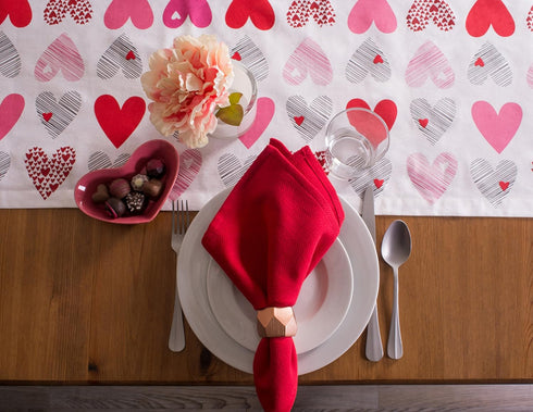 DII Valentine's Day Table Top Collection, Table Runner, 14x108, Hearts Collage Design