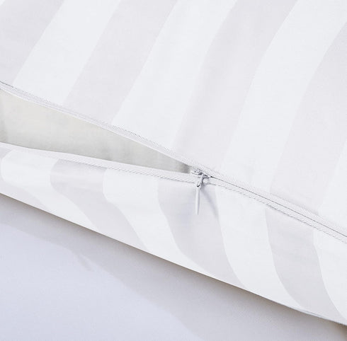 100% Egyptian Cotton King Pillow Protectors, Set of 2, 400 Thread Count, Stripe-White, Zippered Style