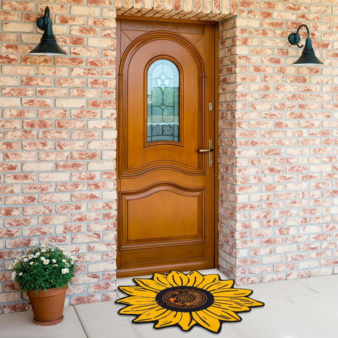 Extra Large Sunflower Welcome Doormat, 29.5" x 29.5" Non Slip Area Rug for Indoor Outdoor Use