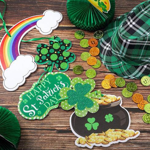 St. Patrick's Day Door Sign, Themed Hanging Welcome Sign with Shamrock for Saint Patricks Day Decor