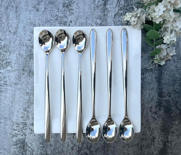 6 Piece Long Handle Spoon Set, 8.5 Inch Ice Tea Spoon, Premium 18/10 Stainless Steel