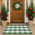 28 43 Inches Christmas Green & White Plaid Rug - x Outdoor Front Door Decor Mat Cotton Washable Hand-Woven Rug
