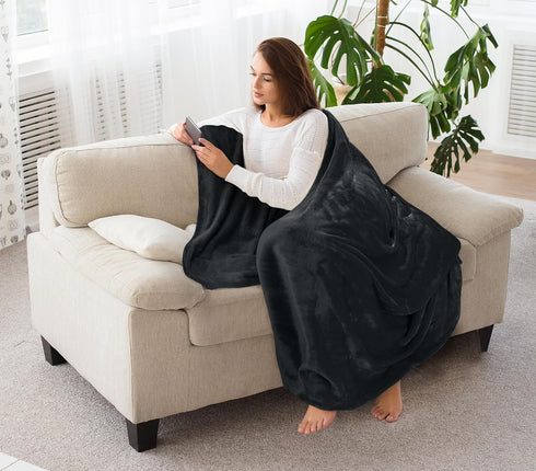 Utopia Bedding Fleece Blanket Throw Size, Black 300 GSM Luxury Anti-Static Microfiber Blanket for Couch, Sofa, Bed