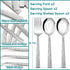 E-far Hammered Serving Utensils Set of 6, Stainless Steel 8.7 Inch Square Hostess Serving Set, Metal Serving Spoon Slotted Spoons Forks for Party Buffet Catering, Mirror Finished & Dishwasher Safe by E-far