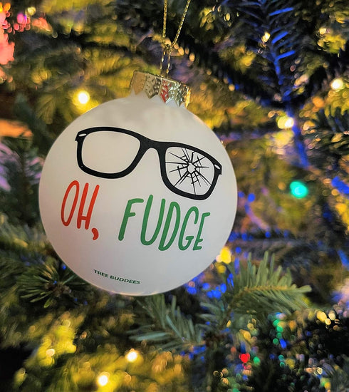 Tree Buddees Oh Fudge Funny Glass Christmas Ornament