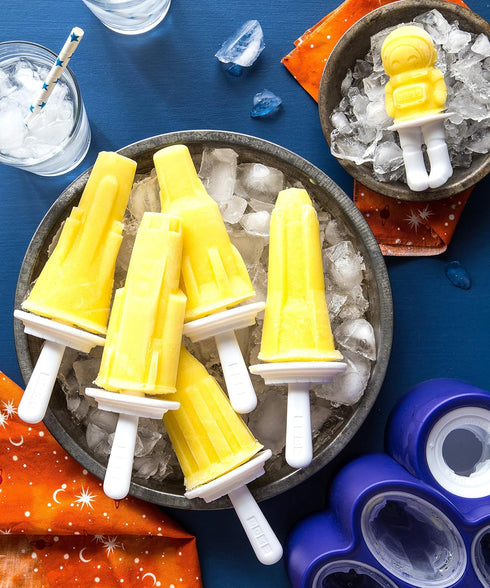 ZOKU Space Ice Pop Molds, 6 Rocket and Astronaut-shaped Popsicles Molds with Reusable Sticks, BPA-free