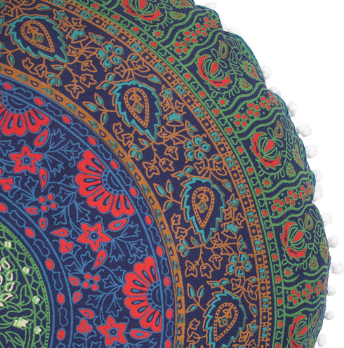 32" Popular Handicrafts Floor Pillow Cushion Cover - Large Round Hippie Printed Pouf Shams- Meditation Seating Ottoman