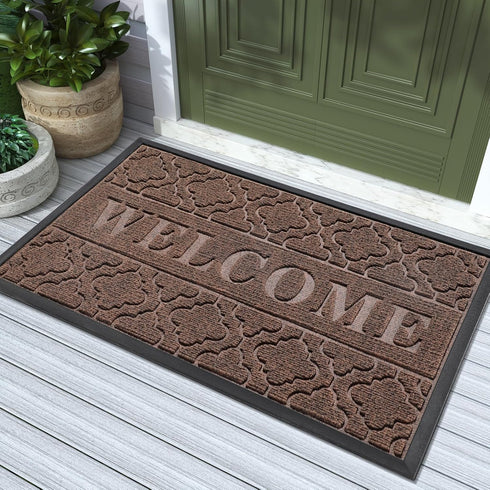 Yimobra Welcome Door Mat, Heavy Duty Non-Slip Front Door Mat for Home Entrance, 29.5 x 17 Inch, Coffee
