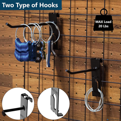 Double Gridwall Hooks- 24 Pcs Display Hooks for Grid Wall Panel- Grid Wall Hooks 4 inch with Extra Hook On the Bottom- Durable Peg Hook Wall Grid Panel Hooks for Hanging Retail Gridwall Accessories by NACETURE