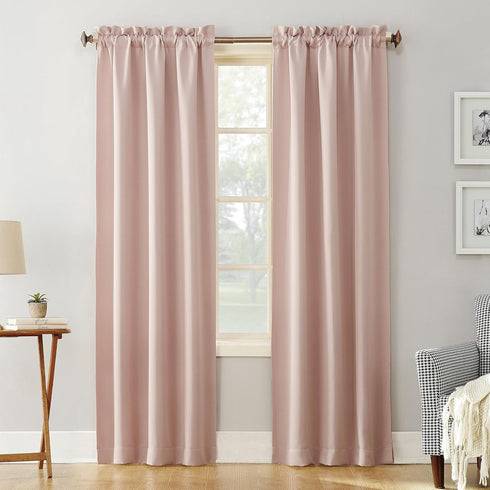 Sun Zero Easton Energy Saving Blackout Curtain Panel, 40" x 63", Blush Pink