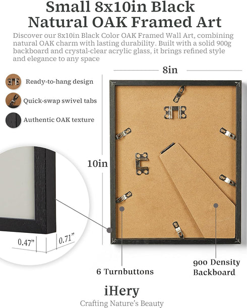8x10in 1Pack iHery Small Natural Black OAK Wood Trendy Newspaper Framed Wall Art, Modern Sorry Out of Office Canvas