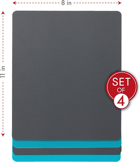 Dexas Heavy Duty Cutting Board Grippmat, Flexible Kitchen Boards, Set of 8, Non-Slip Plastic Cutting Mats, Gray and