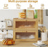 Countertop, BAMBANG Corner Bread Box for Kitchen Double Layer Bamboo Bread Storage Container with Wavy Windows
