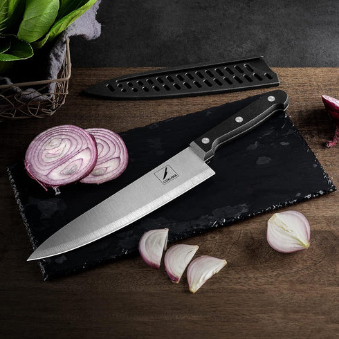 Kitchen Knife Set, 3-Pcs with Sheath, 8 Inch Chef Knife, 4.5 Inch Utility Knife, 4 Inch Paring Knife, Stainless Steel
