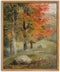 UPWOIGH Framed Wall Art, Autumn Tree Oil Painting Canvas Poster, Vintage Fall Landscape Rustic Print for Living Room