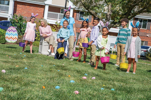 4-Pack 18x24.5 Fun Express Jumbo Easter Eggs Yard Signs - Large Outdoor Easter Decorations with Stakes |