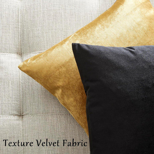 GIGIZAZA Black Velvet Pillow Covers 24x24, Pack of 2 Decorative Square Throw Pillows for Couch