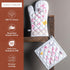 Maison d' Hermine Oven Mitt & Pot Holder Set - 100% Cotton, Heat Resistant BBQ Cooking Gloves (Blossoms In Spring)