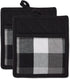 DII Tri-Color Check Collection Kitchen Potholder Set, 2 Piece Black