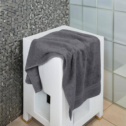 Set 6 100% 24" 50" Large Bath Towels of Cotton Terry x Quick Dry, Soft & Highly Absorbent Grey Towels for Bathroom