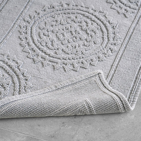 Jean Pierre New York Cotton StoneWash Medallion 2-Piece Bath Rug Set, Gray 17x24/20x32 in.