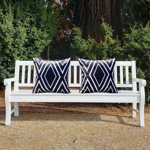 HOMFREEST Black and White Waterproof Outdoor Pillow Covers - 18x18 Geometric Boho Pillows Set of 2