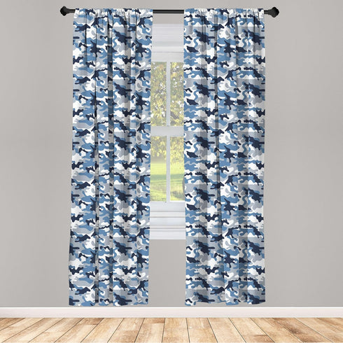Ambesonne Camouflage Window Curtains, Abstract Soft Colors Pattern Surreal Shapes Design Art, 2-Panel Set - 28" x 63",