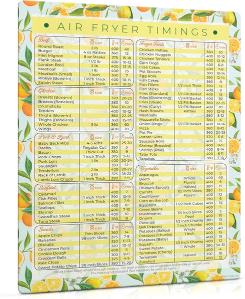 Air Fryer Magnetic Cheat Sheets, Multicooker Recipe Magnets with Cooking Temperature, Time & Size Chart