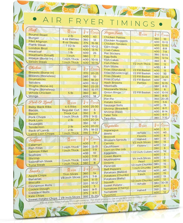 Air Fryer Magnetic Cheat Sheets, Multicooker Recipe Magnets with Cooking Temperature, Time & Size Chart