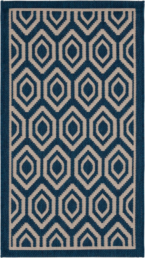 SAFAVIEH Courtyard Collection 2' x 3'7" Navy/Beige CY6902 Indoor/Outdoor Waterproof Accent Rug for Patio, Backyard