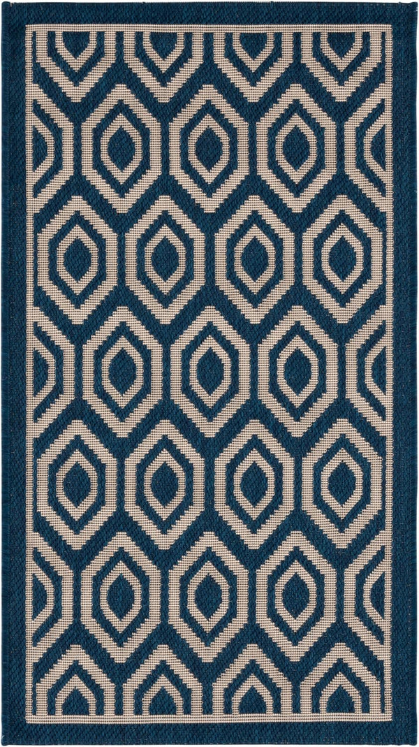 SAFAVIEH Courtyard Collection 2' x 3'7" Navy/Beige CY6902 Indoor/Outdoor Waterproof Accent Rug for Patio, Backyard