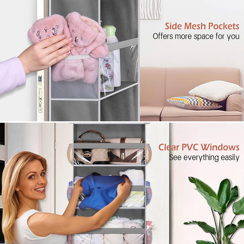 MISSLO Over the Door Organizer - Hanging Storage with 6 Large Pockets, 12 Side Pockets for Baby, Bathroom, Toys