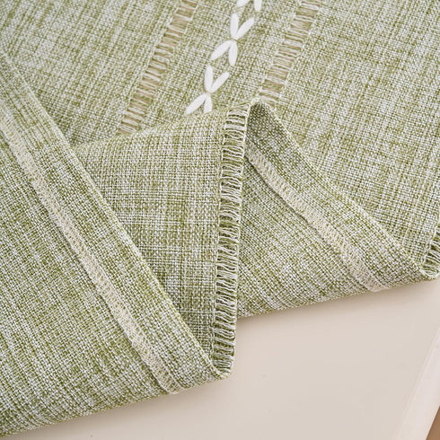 Summer Small Bedside Tablecloth Nightstand Cover Cloth with Tassels Rustic Farmhouse End Table Cloth Linen Side Table