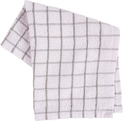 KAF Home Pantry 100% Cotton Checkered Grid Dish Cloths, Set of 6, 12 x 12 Inches, Gray