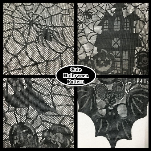 Halloween Tablecloth - Gothic Black Lace Spider Web Table Cover for Masquerade, Dinner Party, 53x68 Inches