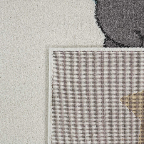 2'8" 4'11" Paco Home Kid's Rug for Children's Bedroom with an Elephant, Bear and Balloon Motive in Beige, Size: x