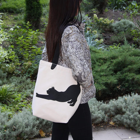 Miller & Max Canvas Tote Bag for Kids, 100% Cotton Cute Cat Print, Durable Design with Inner Pocket