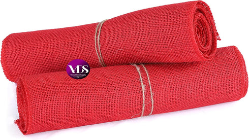Pack 5, 100% 12X108 Inch)(Red) VDS of Burlap Table Runner Natural Jute Rustic Hessian Table Cloth Centrepiece