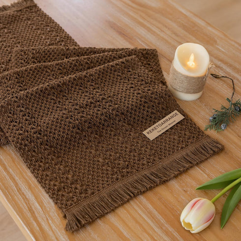 Keketoarrange Boho Brown Table Runner for Home Decor 13x72 Inches Farmhouse Small
