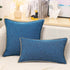 decorUhome Set of 2 Decorative Outdoor Throw Pillow Covers, 20x20 Square Linen Rustic Farmhouse Dark Blue
