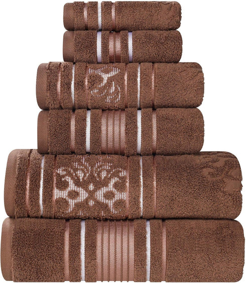6 Set, 2 2 2 Superior Cotton Piece Assorted Floral Towel Includes Bath, Hand, Washcloth/Face Towels, Quick Dry, Home