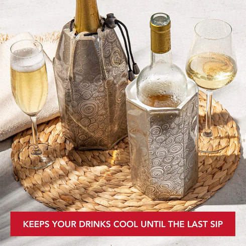 Set Vacu Vin Champagne & Wine Cooler - Flexible Insulated Chiller For Standard Size Bottles - Keeps Your Drinks Cold