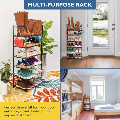 6 Closet, Closet, 12-18 Sundaze Shoe Rack - Tier Tall Shoe Rack for Sturdy Stackable Shoe Organizer for Bedroom