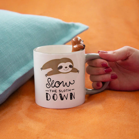 Pavilion Gift Company Slow The Sloth Down - Gray 17oz Dolomite Coffee Cup Mug