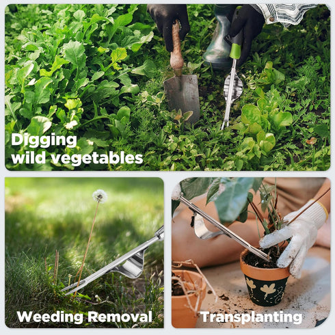 WORKPRO Weed Puller Tool, Heavy Duty Stainless Steel with Soft Handle for Easy Weed Removal & Root Digging