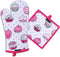 AMOUR INFINI Pot Holders and Oven Mitt Set, Heat Resistant Non-Slip, 1 Oven Mitt & 1 Pot Holder