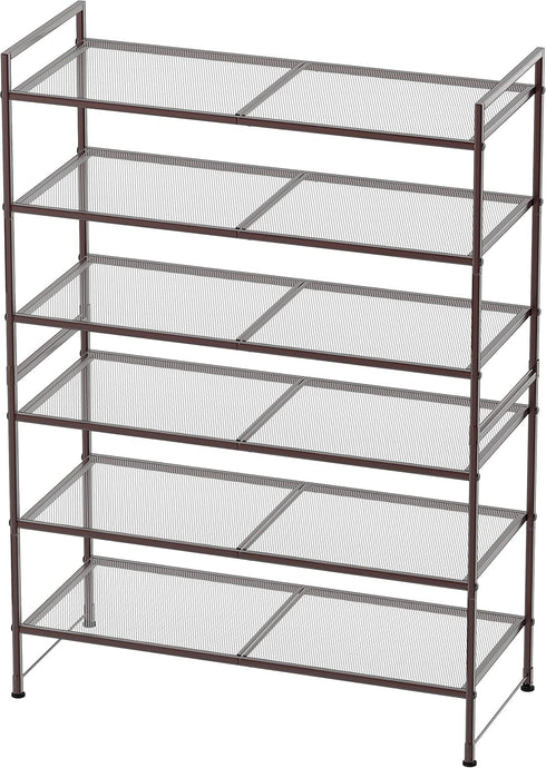 3-Tier Simple Houseware Stackable Mesh Shoe Rack, Bronze