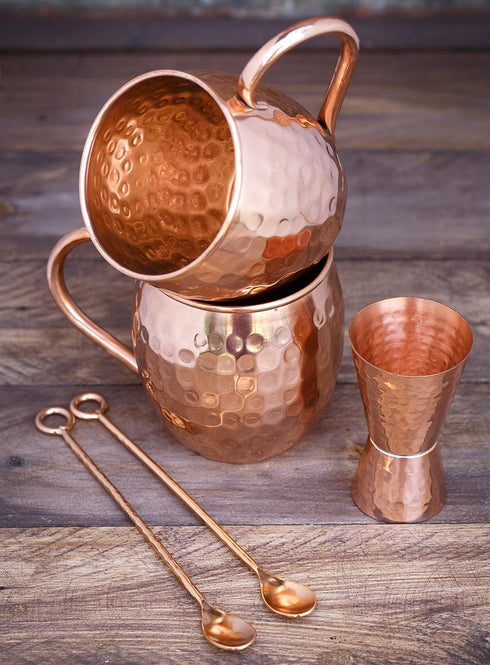 Copper Jigger, Double 1oz/2oz Measuring Jigger for Cocktail Mixing, Solid Hammered Copper to Prevent Tarnish
