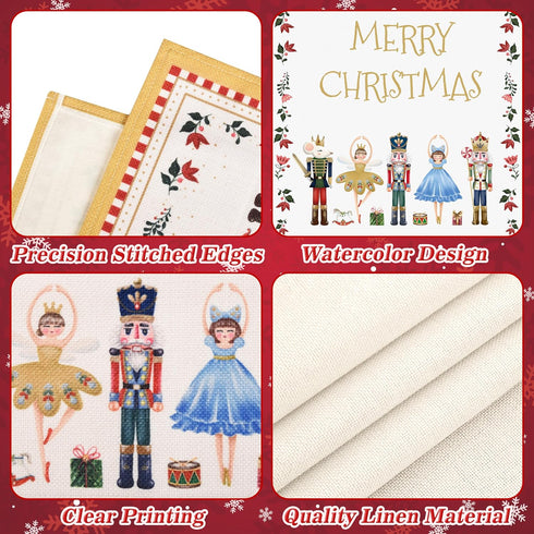 Christmas Table Runner Decoration, Buffalo Plaid Merry Christmas Nutcracker Table Runners for Dinning Table, Holiday
